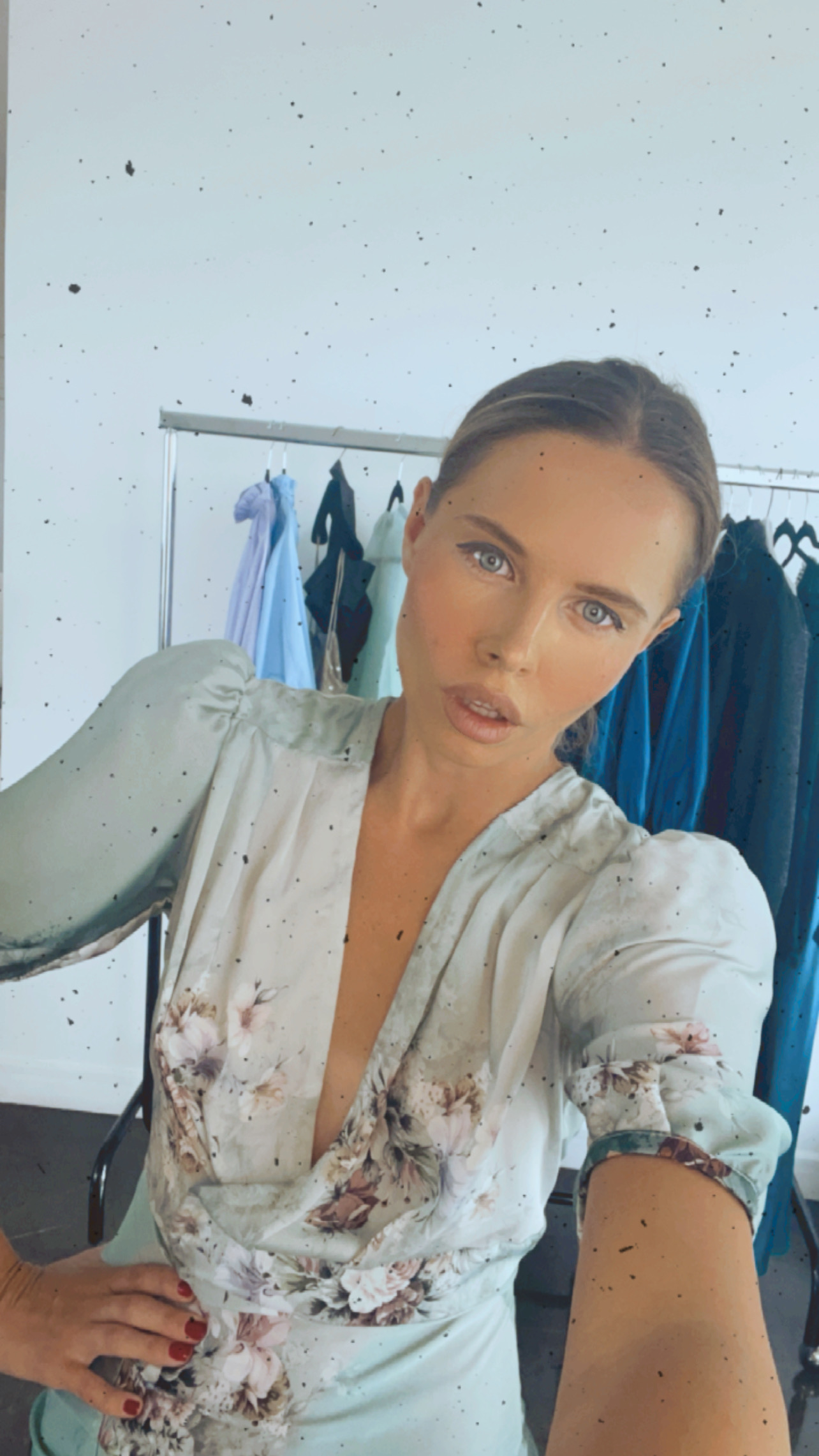 Silk floral dress with a slit